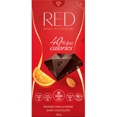 Red Delight horká čokoláda s mandľami a pomarančom 100 g