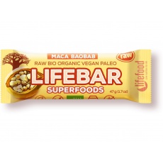Bio tyčinka Lifebar Superfoods s macou a baobabom 47g