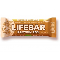 Bio tyčinka Lifebar protein Vanilla nuts 47g